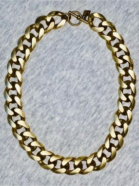 Vintage 1980s Anne Klein Runway Gold Plated Chunky Curb Chain Choker Necklace 18